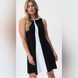 Joseph Ribkoff Black & White Colorblock Fit & Flare Dress Sleeveless Size 10